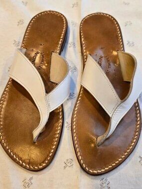 NWOT Rondini St. Tropez White Leather Flip-Flop Sandals Size A6